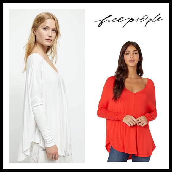 FREE PEOPLE BOHO TUNIC TOP FLOWY HI LO TEE A3C - Picture 10 of 16